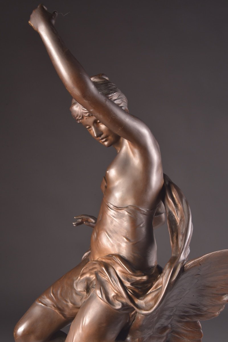 Picault, émile Louis (french, 1833-1915),  Grande Sculpture En Bronze Avec La Déesse Hebe-photo-6