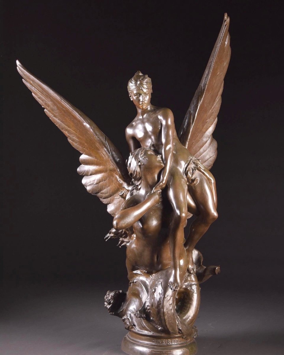 Une Grande ( 96 Cm) Rare Sculpture Sensuelle La Sirène Ou Allégorie De l'Amour - Denys Puech -photo-2