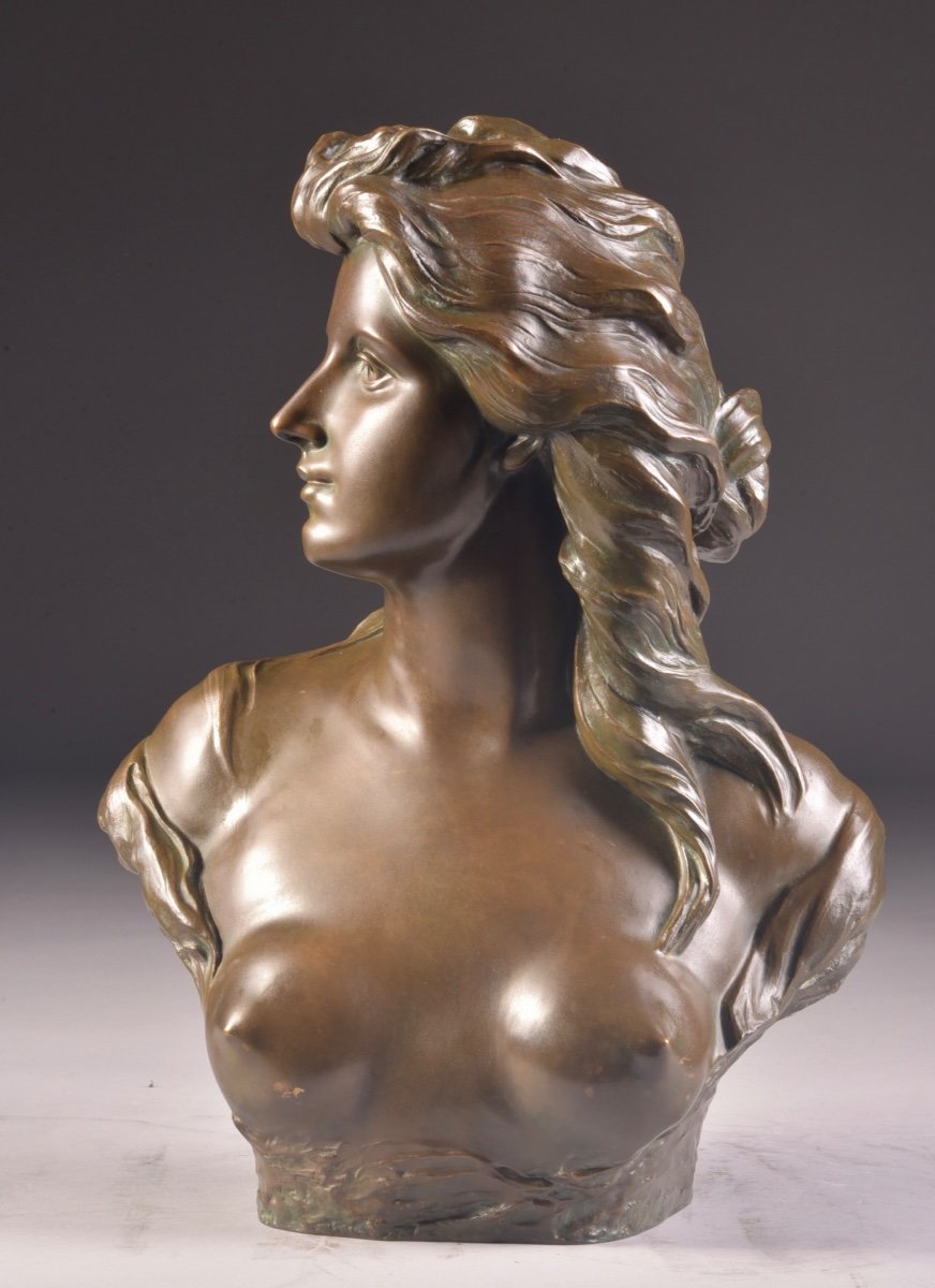 Belgique - Jef Lambeaux (1852-1908) Buste Féminin En Bronze