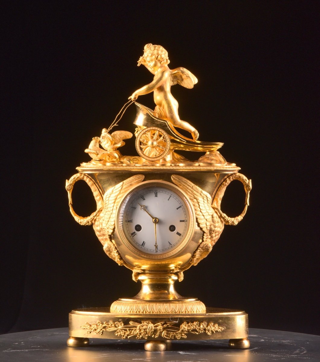 Exclusive Empire Vase Mantel Clock With Chariot 