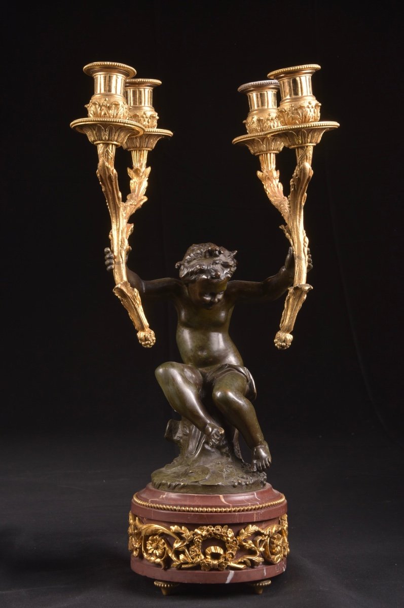 A Large Figural Clock Set In French Patinated Bronze-photo-4