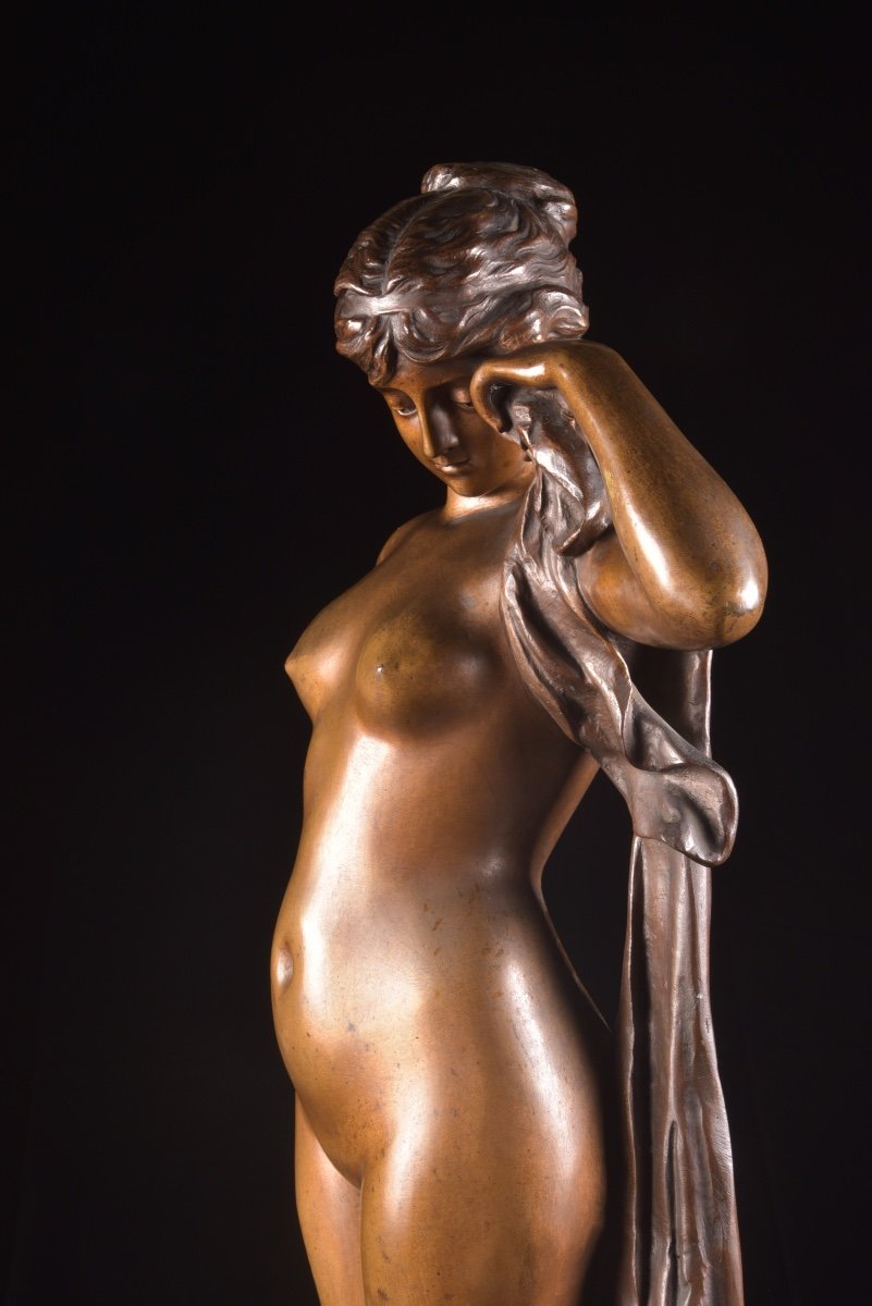 A Large France Bronze Sculpture, "phryne" By Pierre Campagne (1851-1910),  -photo-2