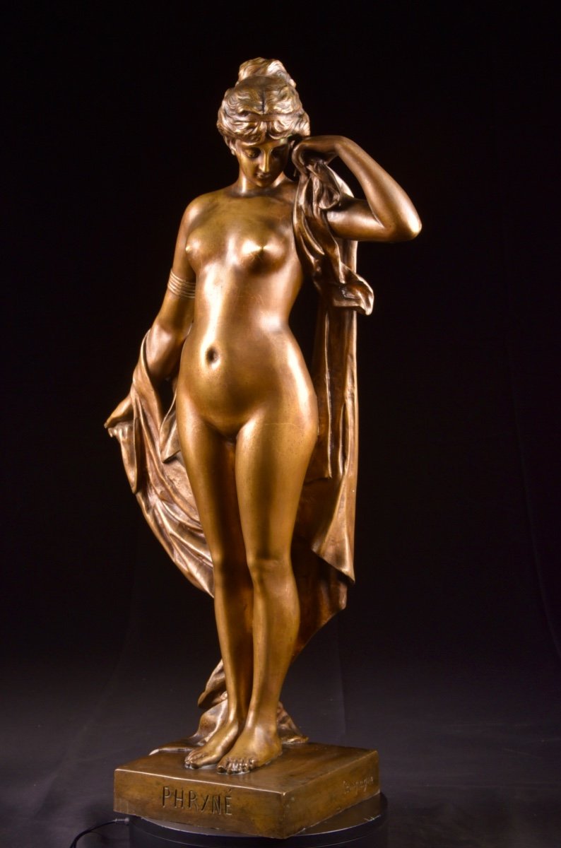 A Large France Bronze Sculpture, "phryne" By Pierre Campagne (1851-1910),  -photo-3