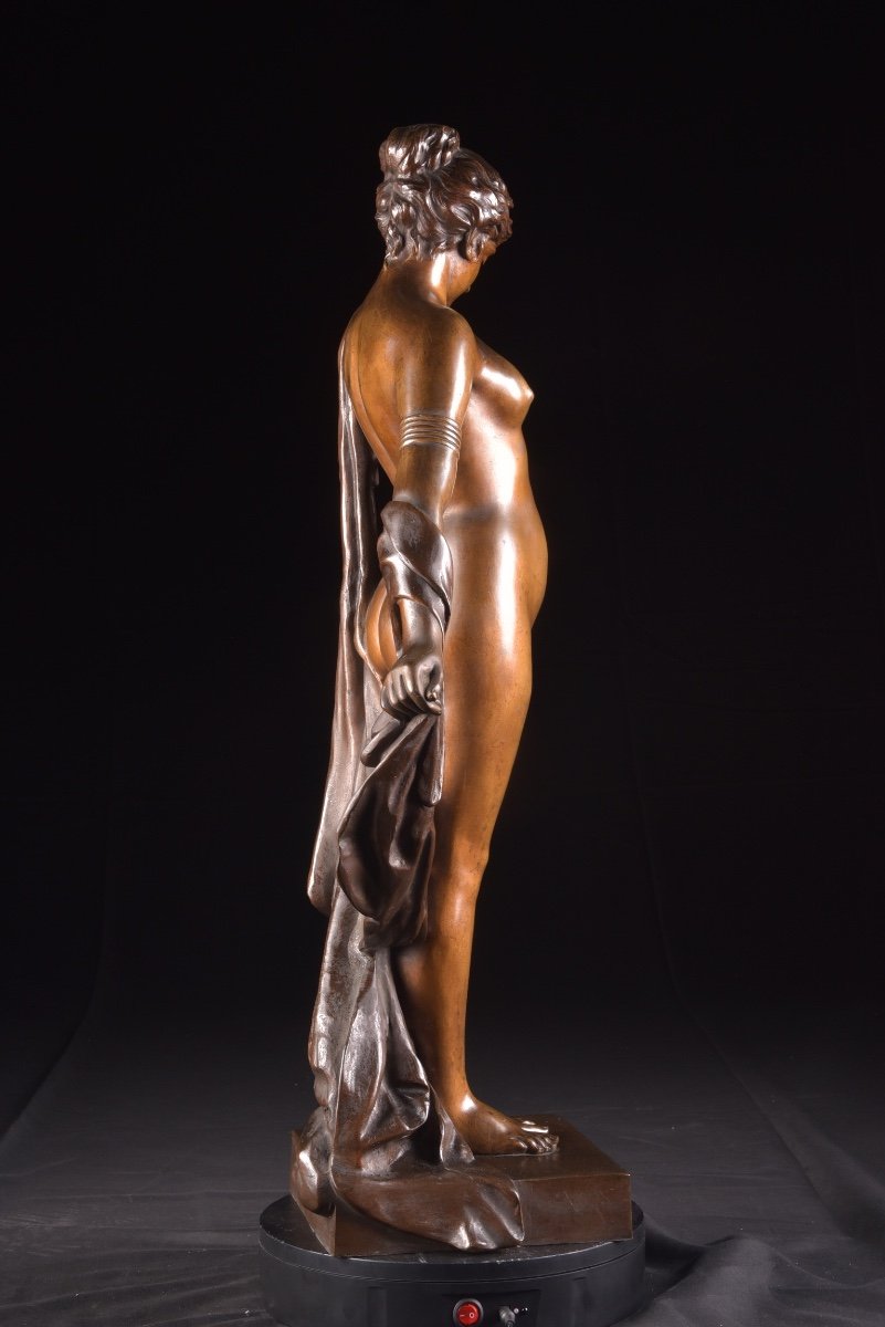 A Large France Bronze Sculpture, "phryne" By Pierre Campagne (1851-1910),  -photo-1