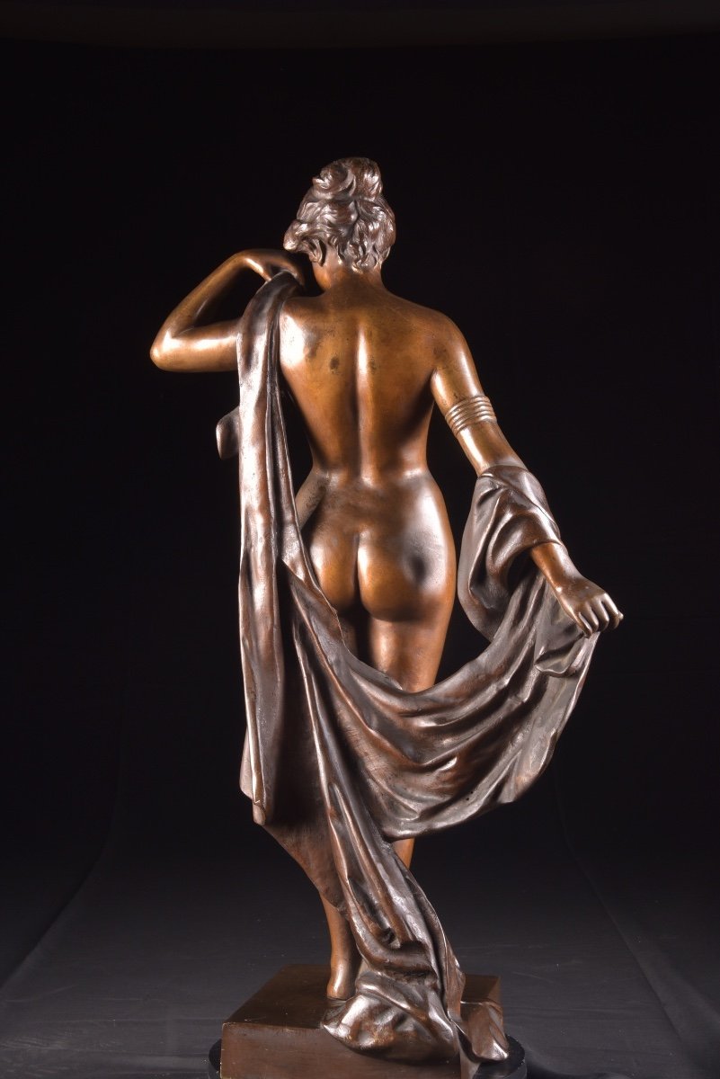 A Large France Bronze Sculpture, "phryne" By Pierre Campagne (1851-1910),  -photo-3