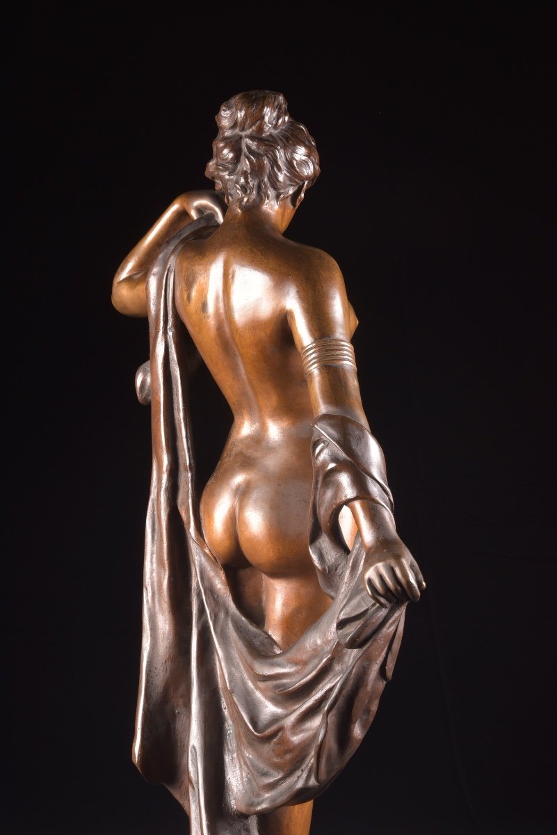 A Large France Bronze Sculpture, "phryne" By Pierre Campagne (1851-1910),  -photo-4