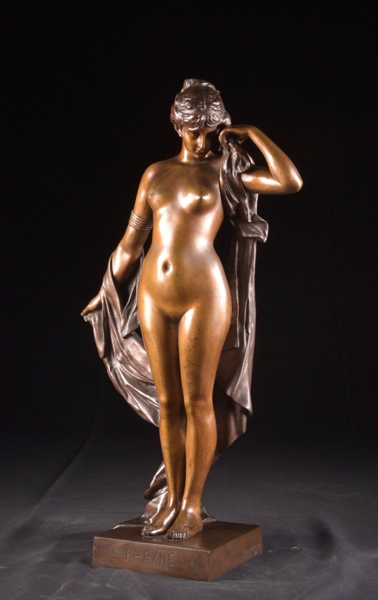 A Large France Bronze Sculpture, "phryne" By Pierre Campagne (1851-1910),  -photo-5