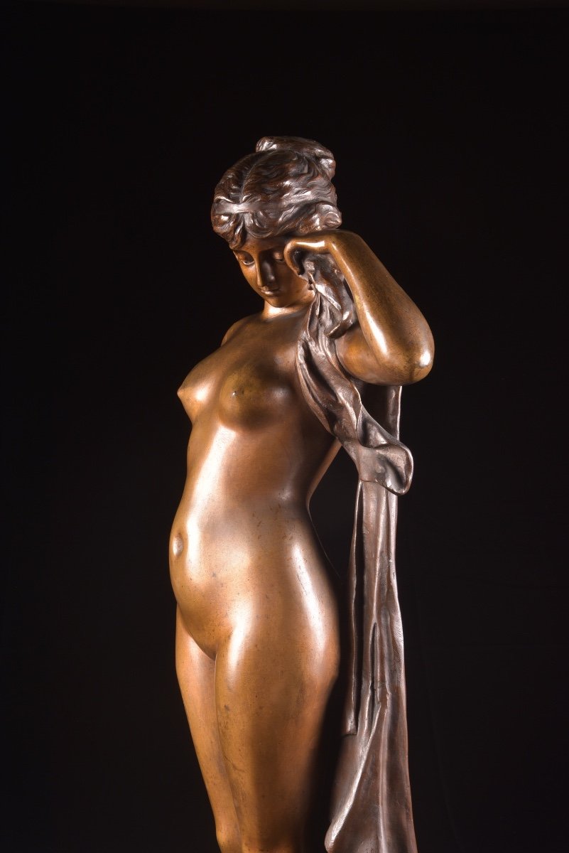 A Large France Bronze Sculpture, "phryne" By Pierre Campagne (1851-1910),  -photo-6