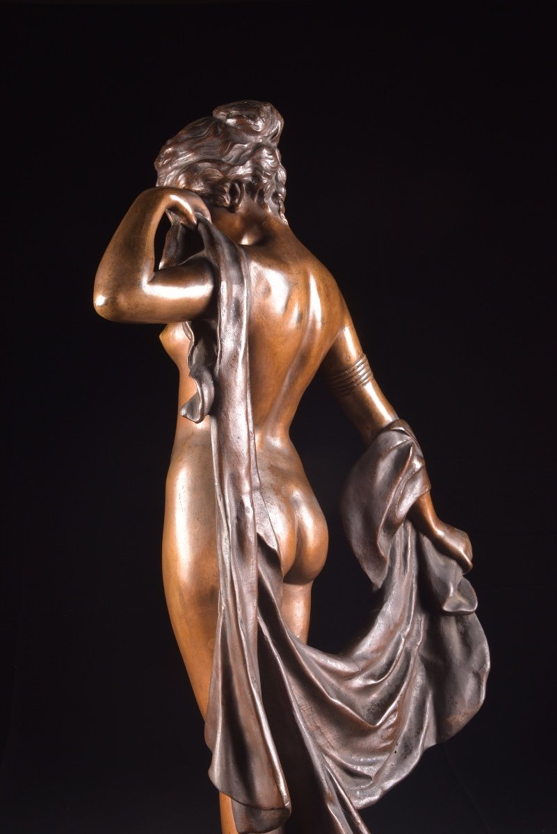 A Large France Bronze Sculpture, "phryne" By Pierre Campagne (1851-1910),  -photo-8