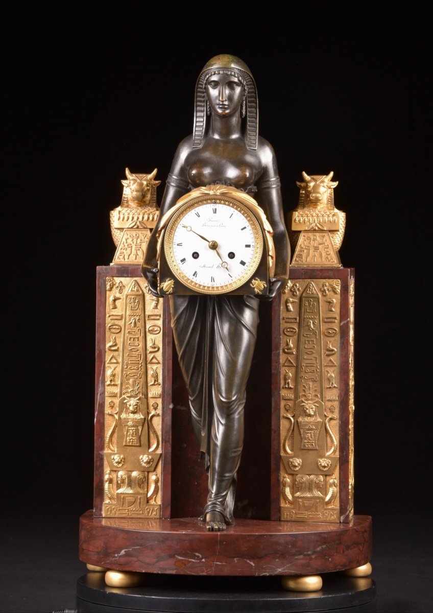 A Return From Egypt Clock, France Empire Mantel Clock, By Ravrio