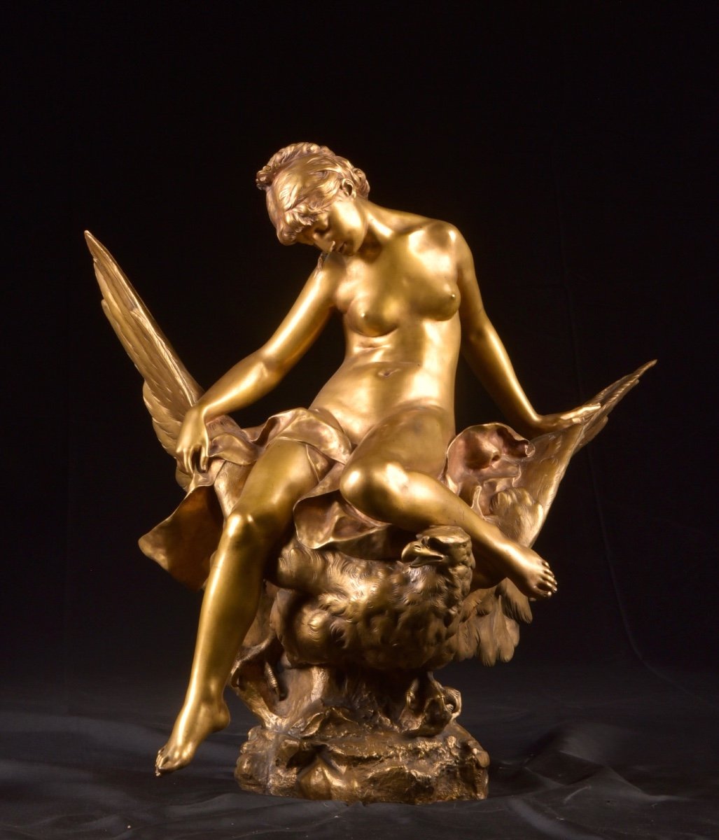 Grande sculpture en bronze dore Par Jules Pierre Roulleau (Français, 1855-1895)-photo-6