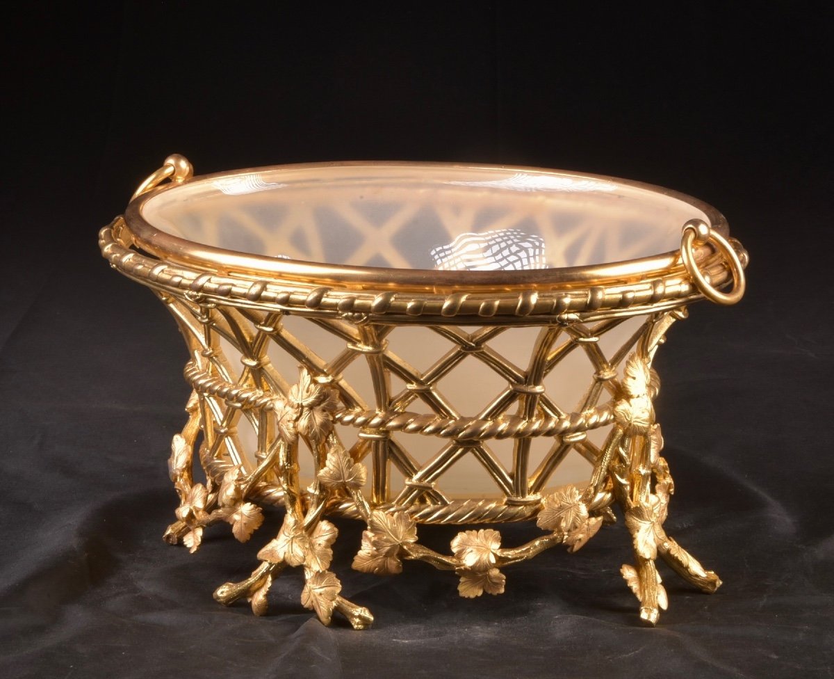 A Large Gilt Bronze Planter From Maison Alphonse Giroux A Paris, Ca. 1860-photo-1