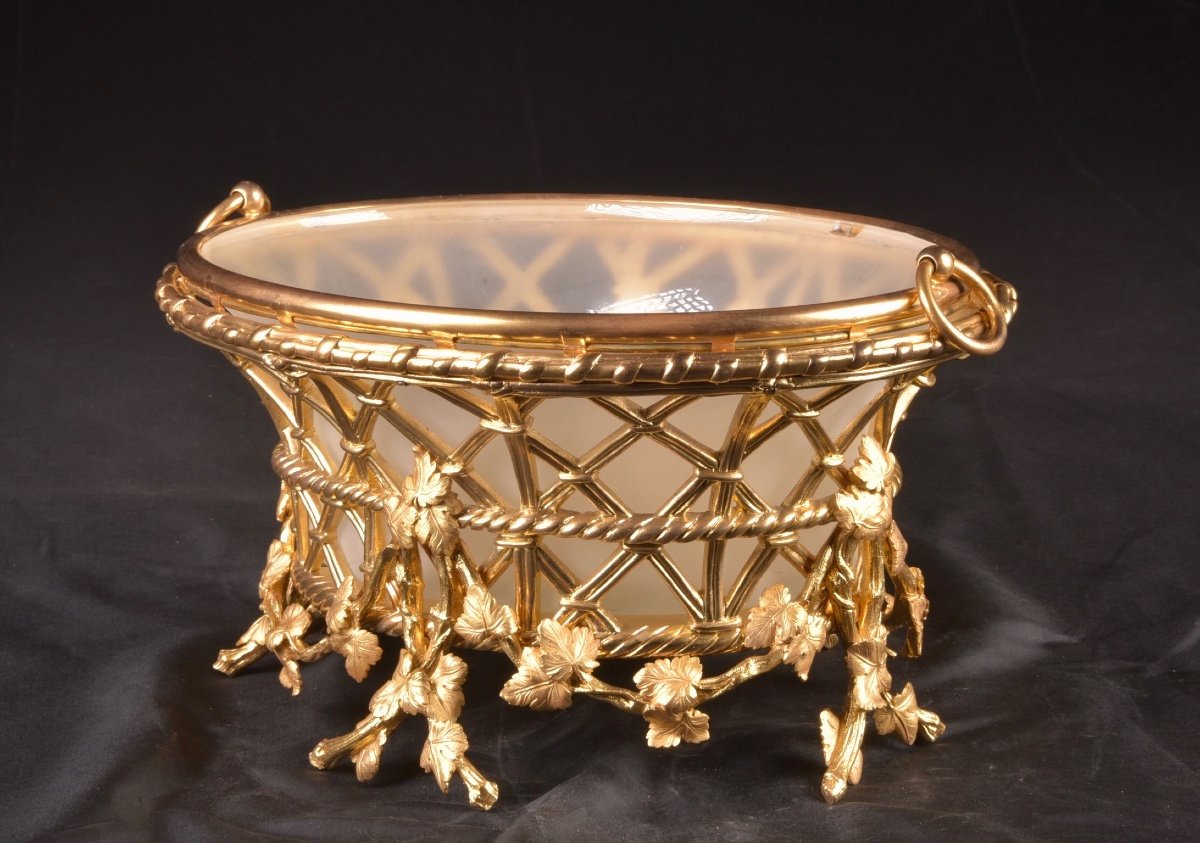 A Large Gilt Bronze Planter From Maison Alphonse Giroux A Paris, Ca. 1860-photo-5