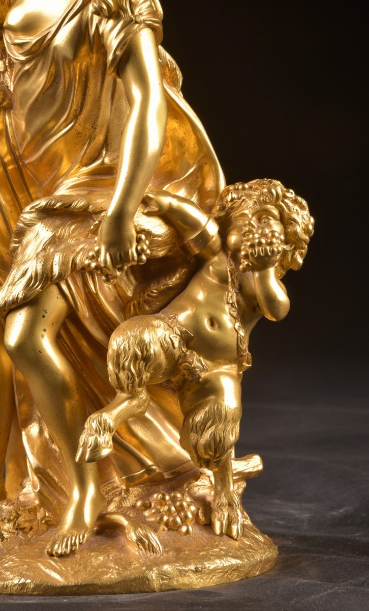 Beautiful Gilded Bronze Group Bachantes By Clodion (1738-1814)-photo-3