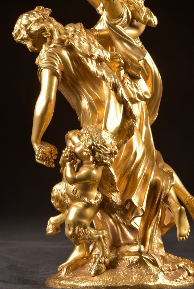 Beautiful Gilded Bronze Group Bachantes By Clodion (1738-1814)-photo-2