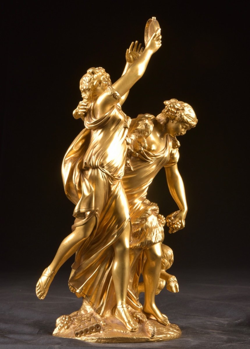 Beautiful Gilded Bronze Group Bachantes By Clodion (1738-1814)-photo-6