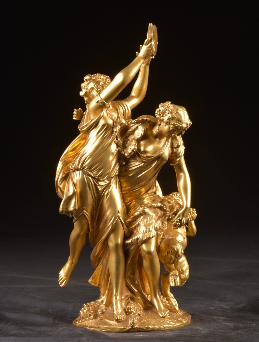Beautiful Gilded Bronze Group Bachantes By Clodion (1738-1814)