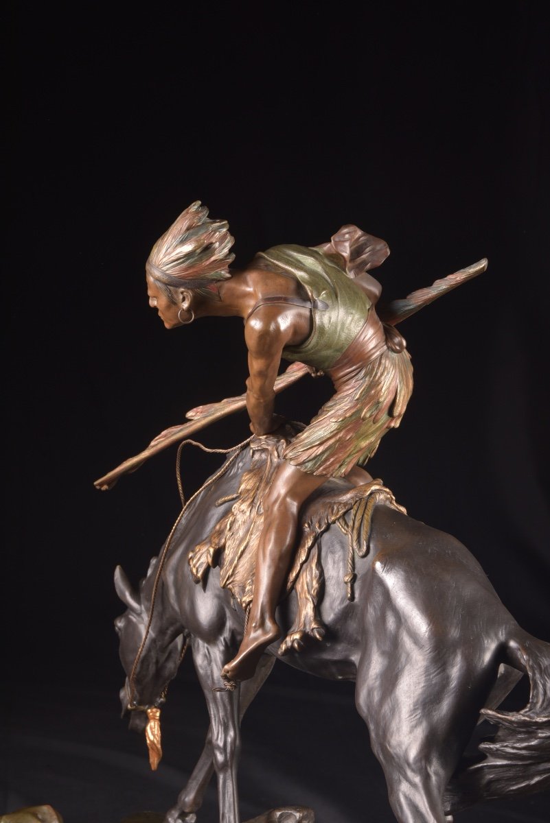 "indian On Horseback" By Drouot Edouard (1859-1945)-photo-7