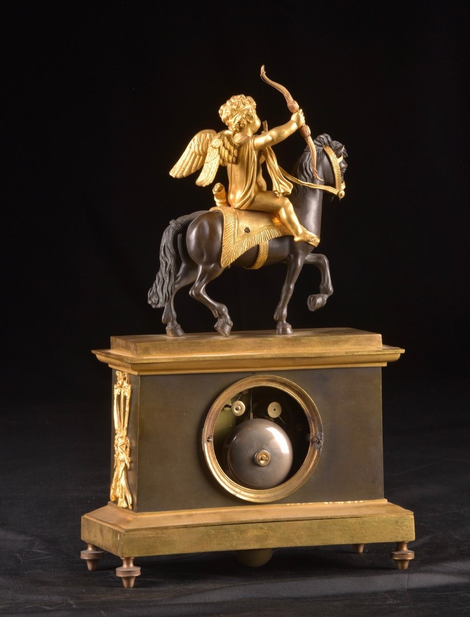 Cupid On Horseback, A Directoire Gilt Bronze Mantel Clock-photo-1