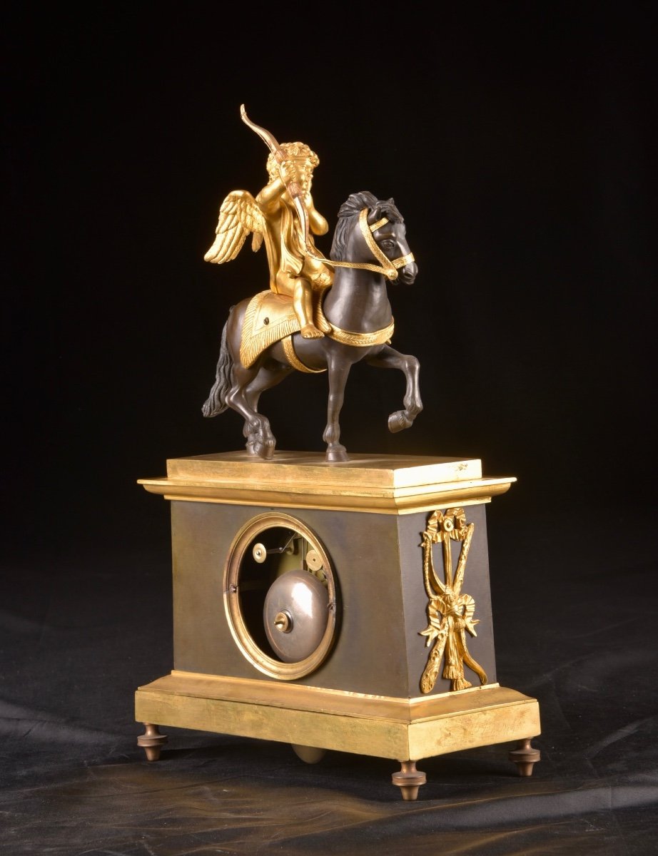 Cupid On Horseback, A Directoire Gilt Bronze Mantel Clock-photo-2