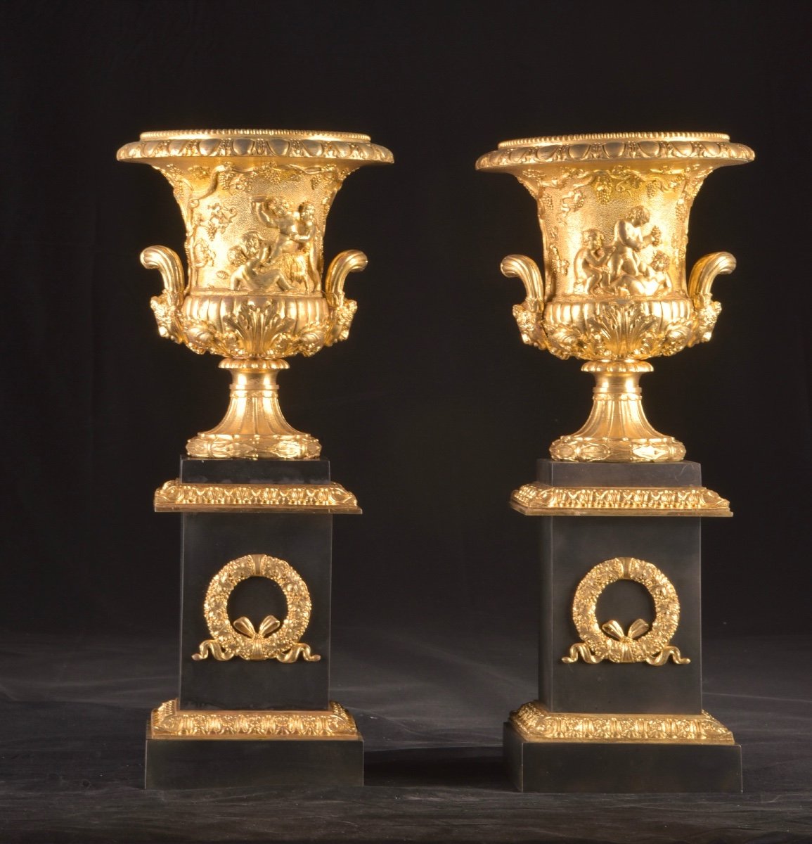 Pair Of Gilded And Patinated Bronze Cassolettes From The Early 19th Century-photo-5