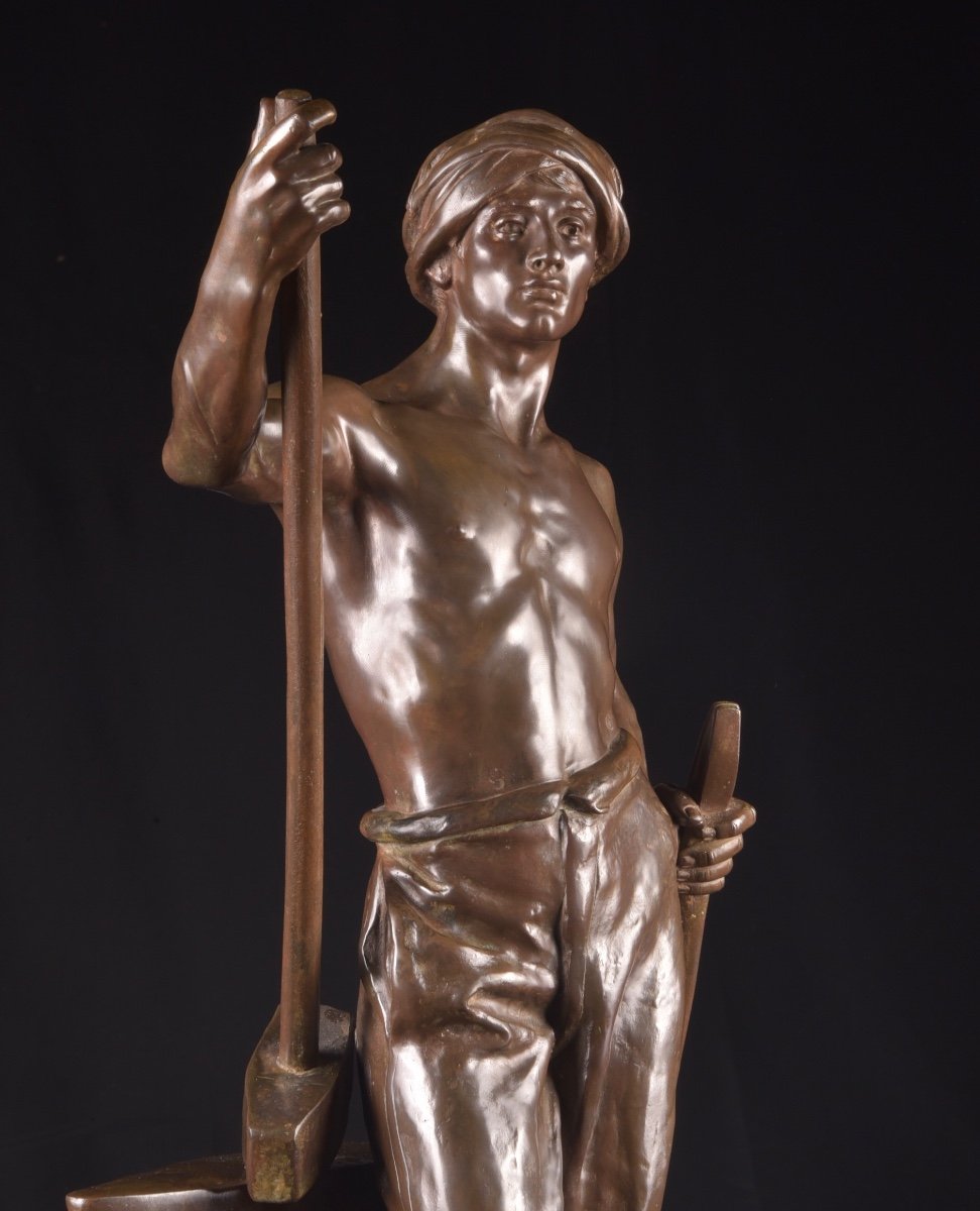 Antoine BOFILL (né en 1875), Le forgeron, Bronze à patine brune-photo-3