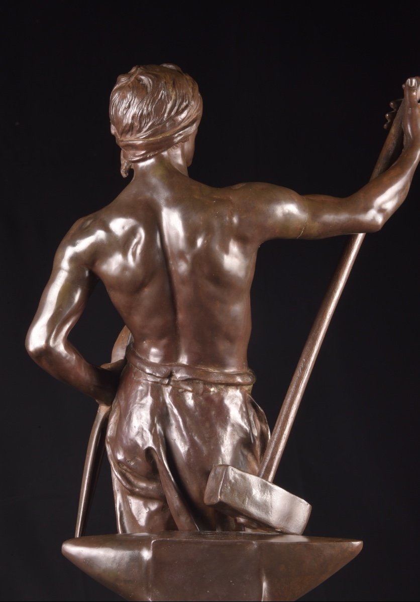 Antoine BOFILL (né en 1875), Le forgeron, Bronze à patine brune-photo-4