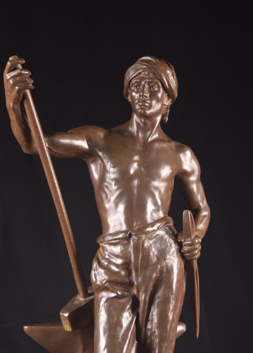 Antoine BOFILL (né en 1875), Le forgeron, Bronze à patine brune-photo-6