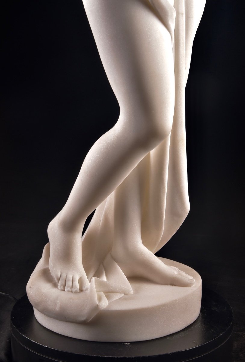 Cesare Lapini (italian, Fl. 1880-1910), Carara Marble Bather-photo-4