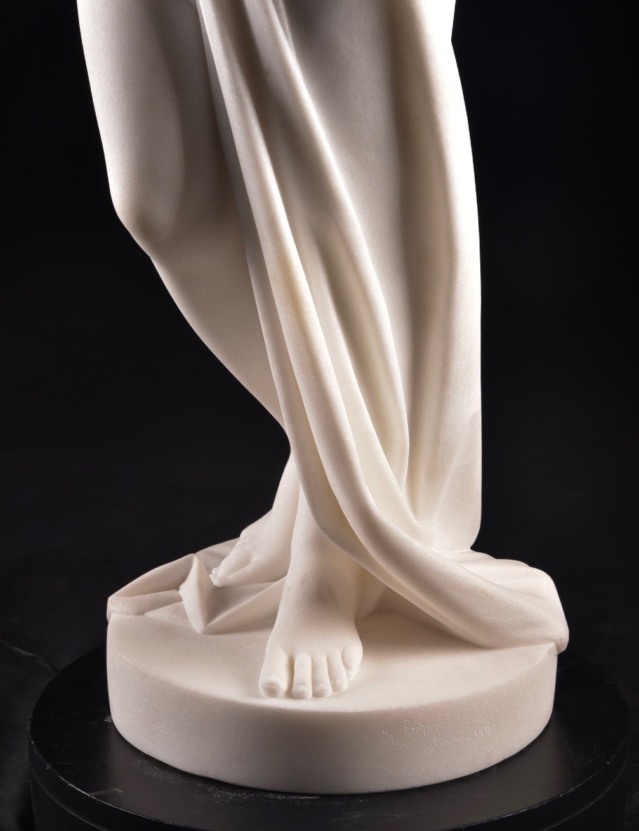 Cesare Lapini (italian, Fl. 1880-1910), Carara Marble Bather-photo-5