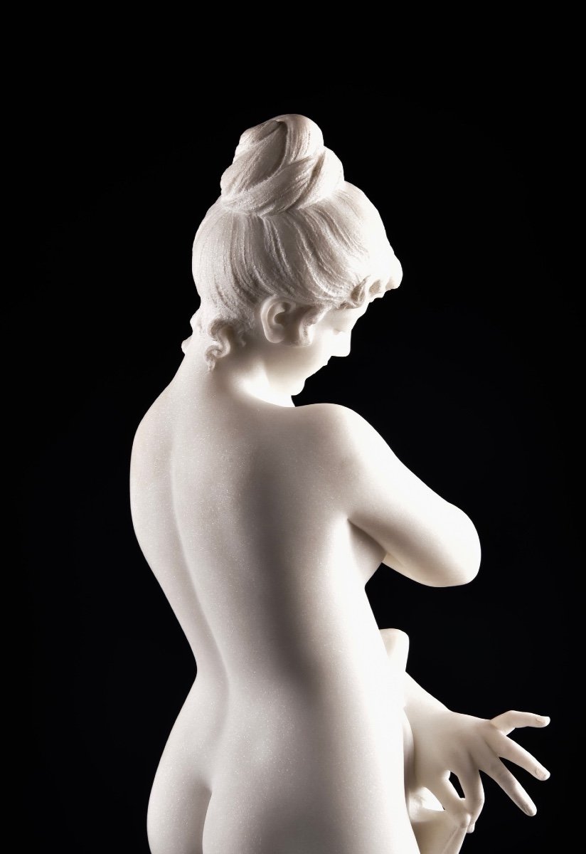 Cesare Lapini (italian, Fl. 1880-1910), Carara Marble Bather-photo-6