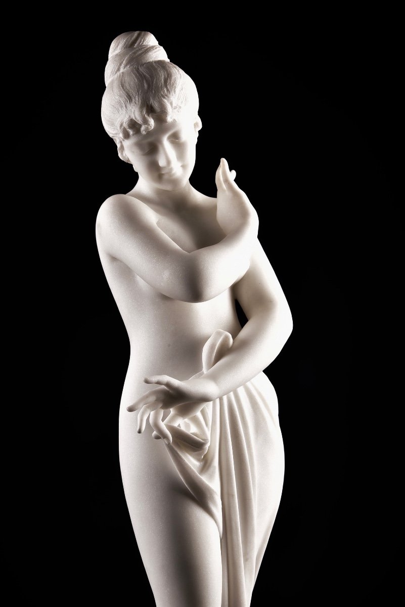 Cesare Lapini (italian, Fl. 1880-1910), Carara Marble Bather-photo-7