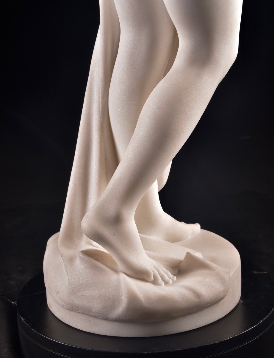 Cesare Lapini (italian, Fl. 1880-1910), Carara Marble Bather-photo-8