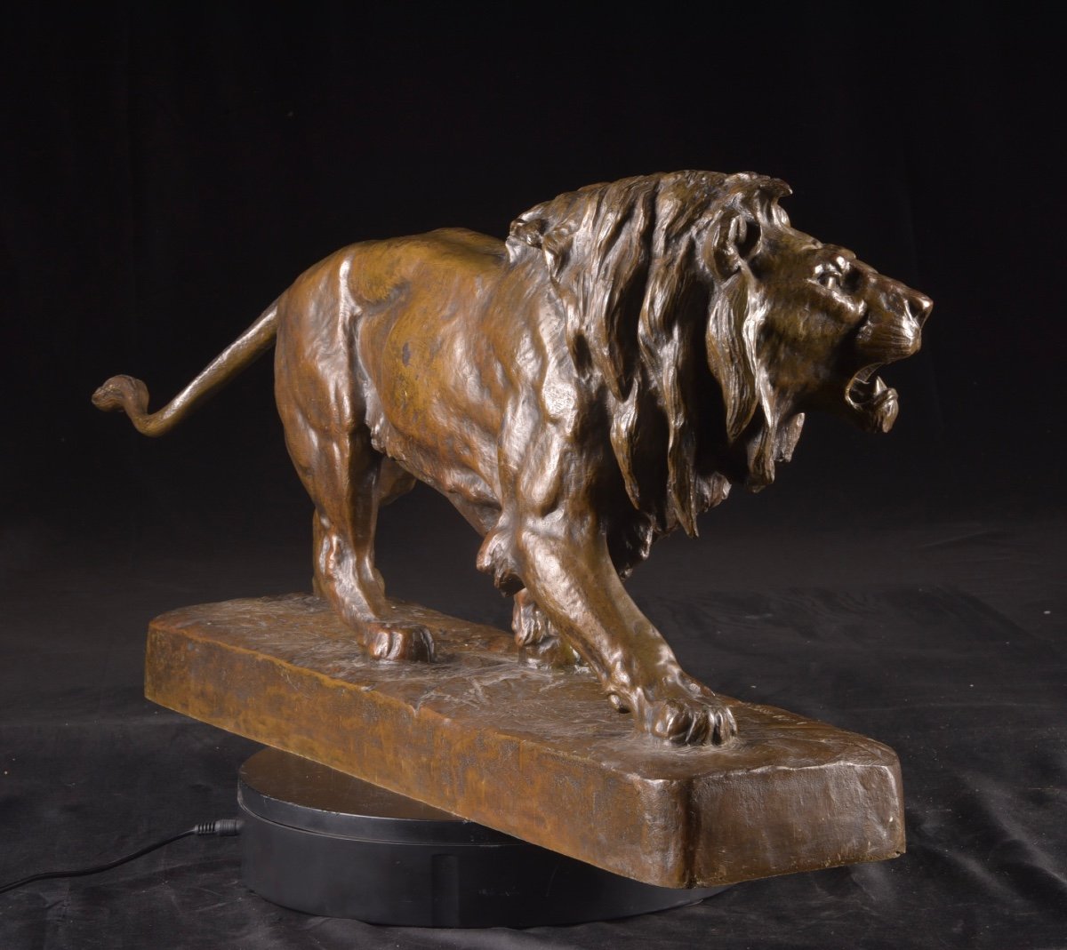 Large Bronze Lion Statue, Made By French Sculptor Louis Vidal (1831-1892)-photo-3