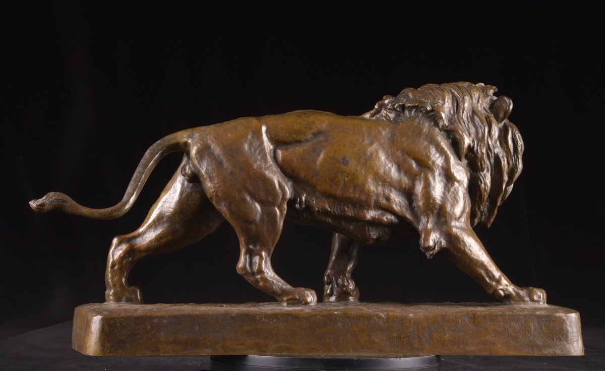 Large Bronze Lion Statue, Made By French Sculptor Louis Vidal (1831-1892)-photo-4