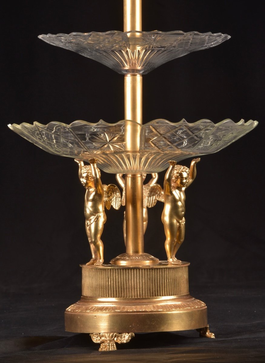 Early Empire Cut Glass And Gilt Bronze Three Piece Centerpiece-photo-3