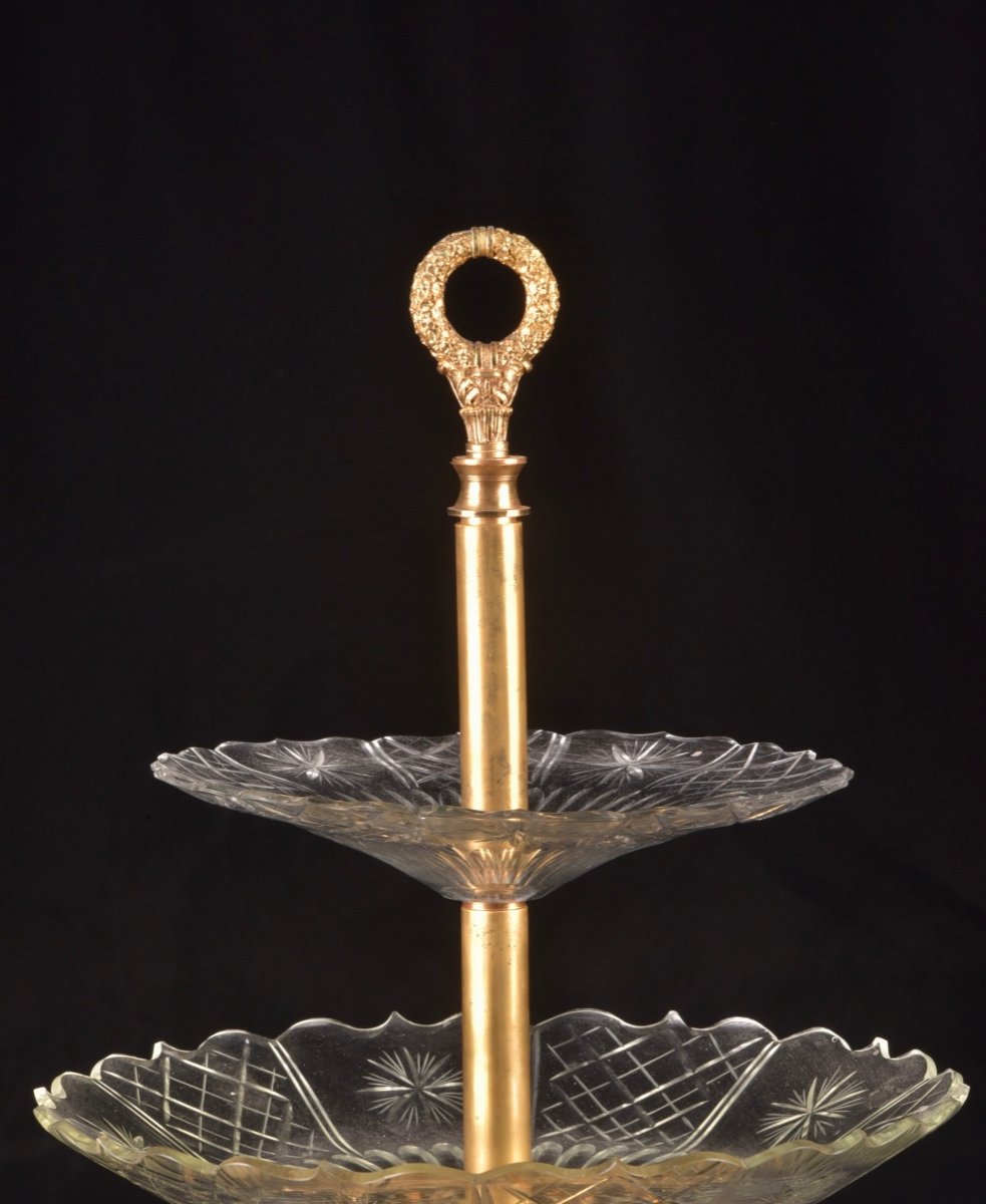 Centre De Table à Trois Pièces En Verre Taillé Et Bronze Doré Début Empire-photo-1