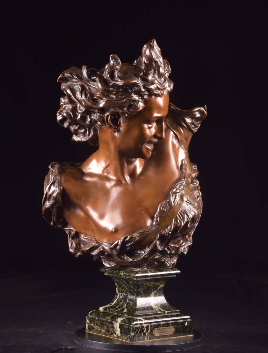 A Large Bronze Bust Of Jean-baptiste Carpeaux (1827-1875) - Bronze - The Genius Of Dance-photo-3