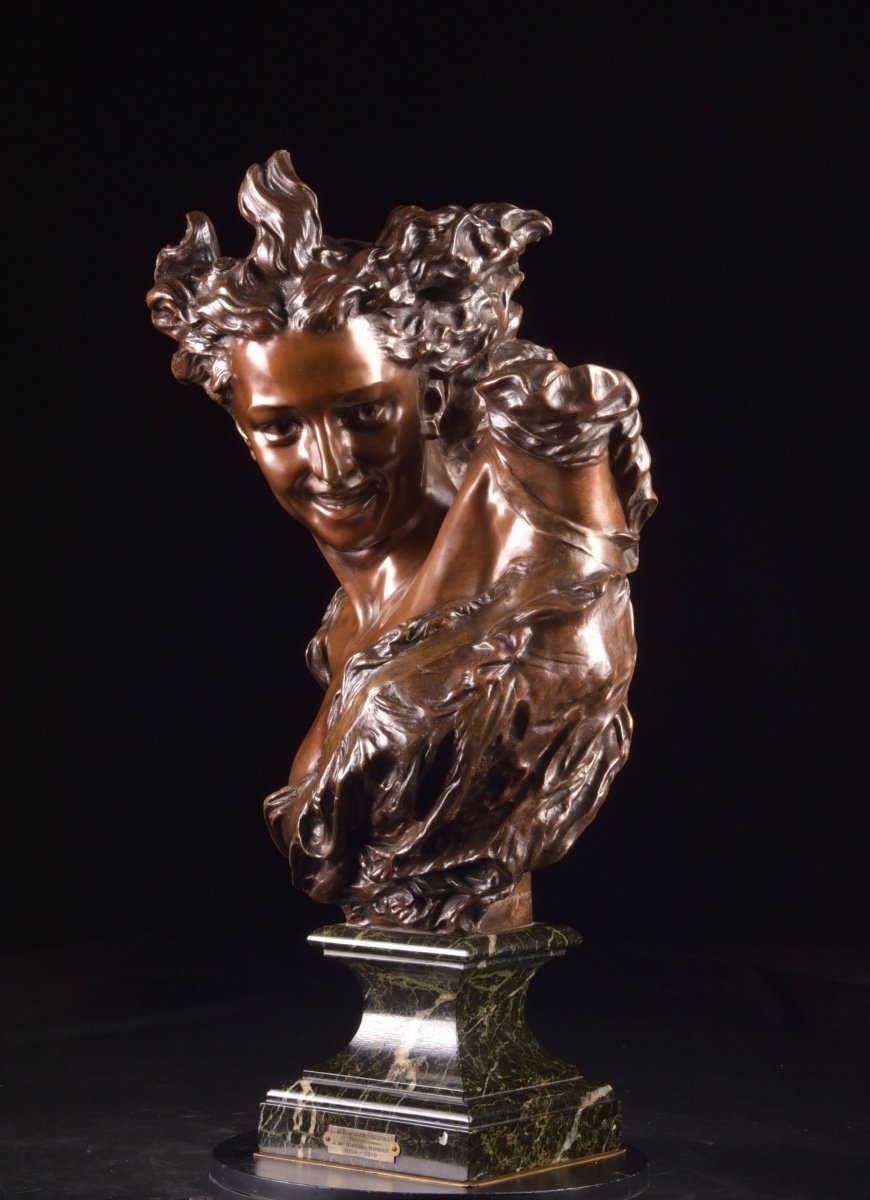 A Large Bronze Bust Of Jean-baptiste Carpeaux (1827-1875) - Bronze - The Genius Of Dance-photo-6