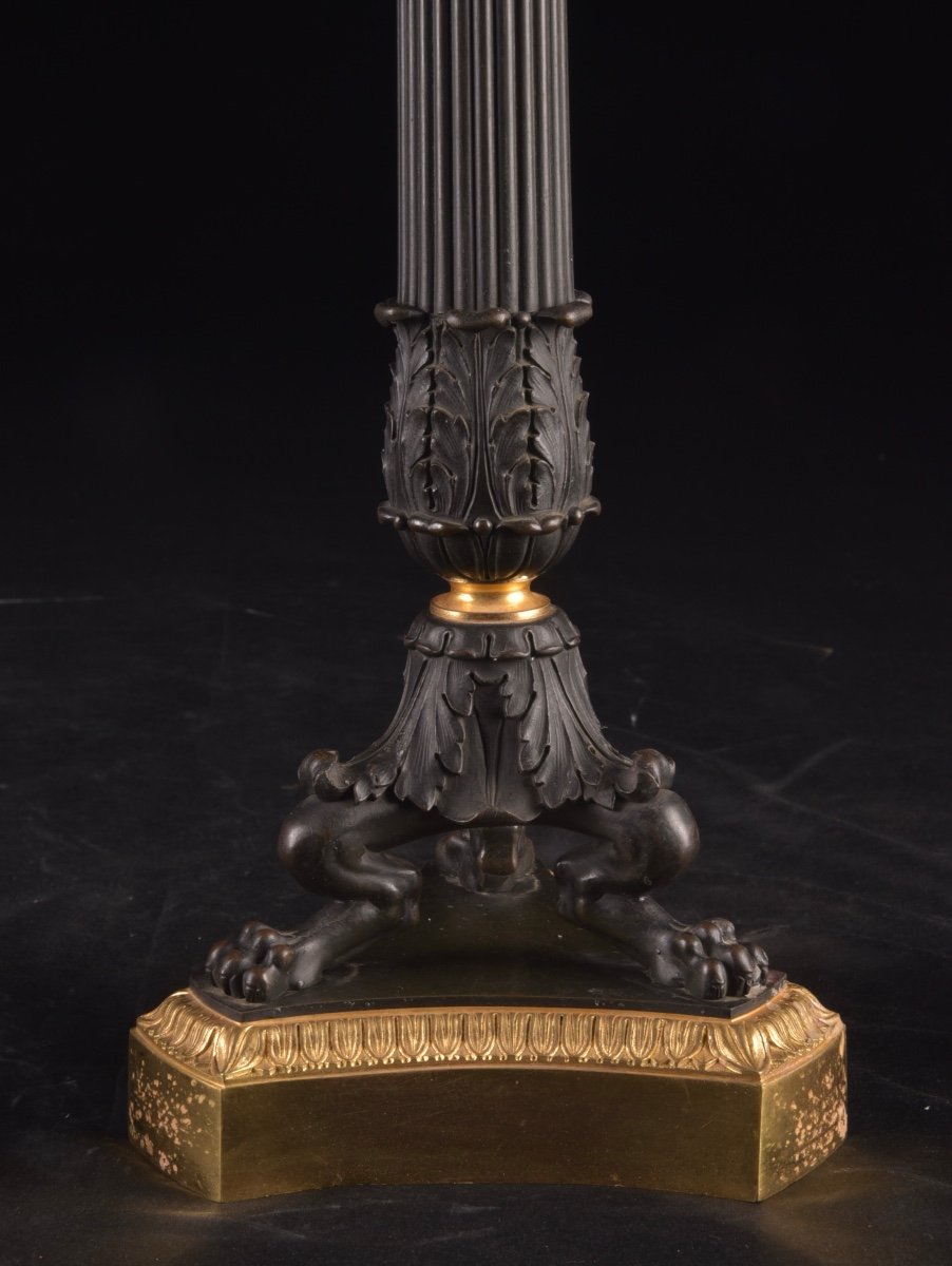 Un Paire De Candélabres Empire En Bronze Et Bronze Doré, Ca. 19e Siècle-photo-4