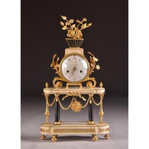 Antique French Marble Mantle Clock ~ Elegant Styling ~ 8 Day Open  Escapement Movement