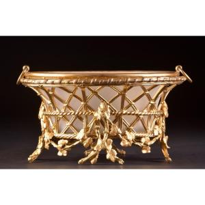 A Large Gilt-bronze Jardinière By Maison Alphonse Giroux A Paris, Ca. 1860