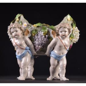 Grand Bol / Vase / Pièce Maîtresse En Porcelaine Allemande Antique