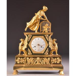 A Large Rare French Empire Clock With Venus And Cupid