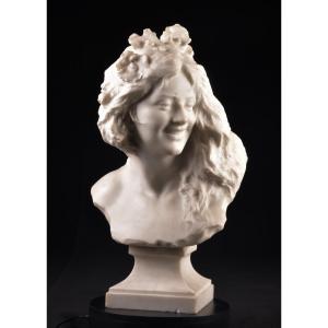 A. Gory (1895-1925) Large Bust In Italian Carrara Marble From The Early 20th Century