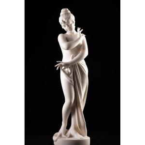 Cesare Lapini (italian, Fl. 1880-1910), Carara Marble Bather