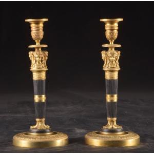 Pair Of Empire Candlesticks – Dated 1816