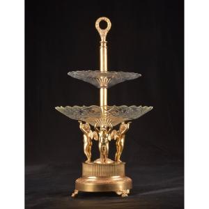 Early Empire Cut Glass And Gilt Bronze Three Piece Centerpiece