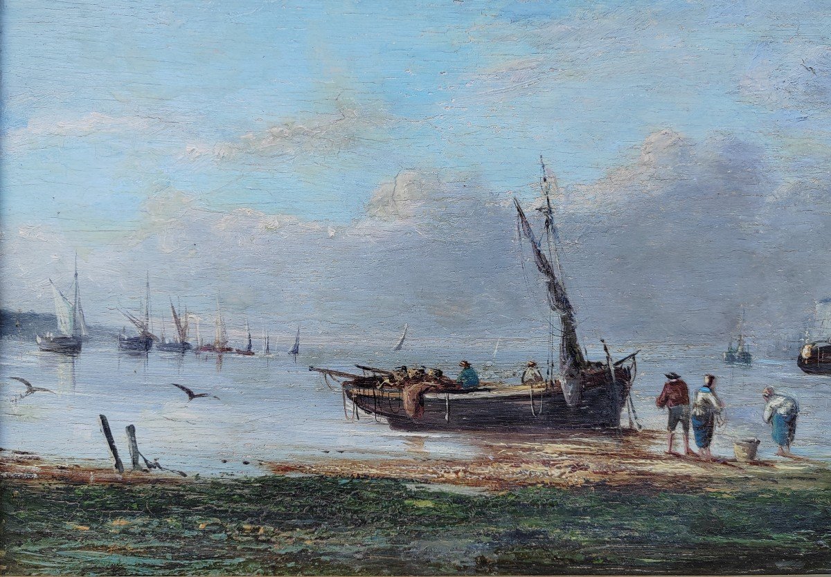 Pierre Julien Gilbert (1783-1860) pêcheurs a pieds Marine Falaises Normandie-photo-3