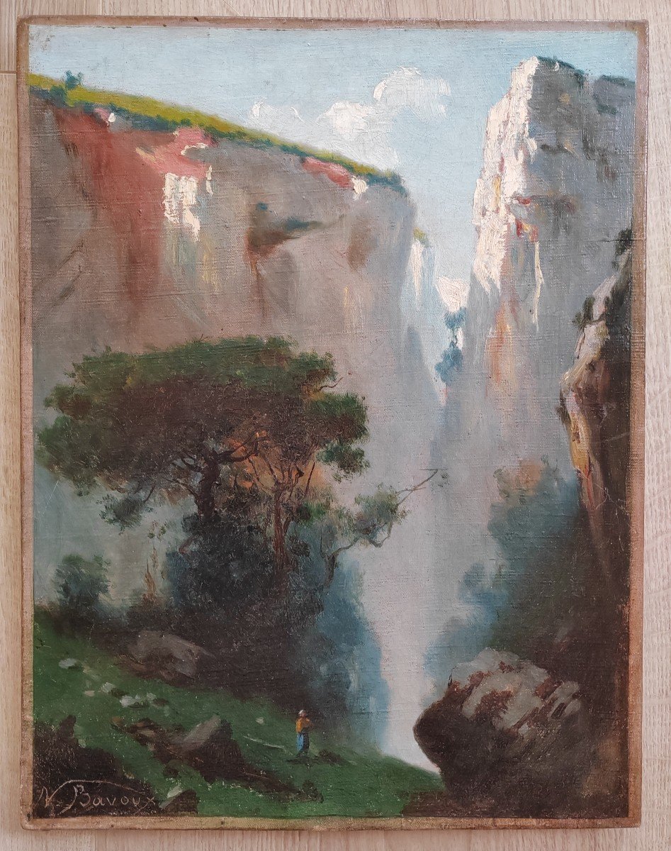 Charles Nestor Bavoux (1824-1887) Besançon Vue De Gorges -photo-2